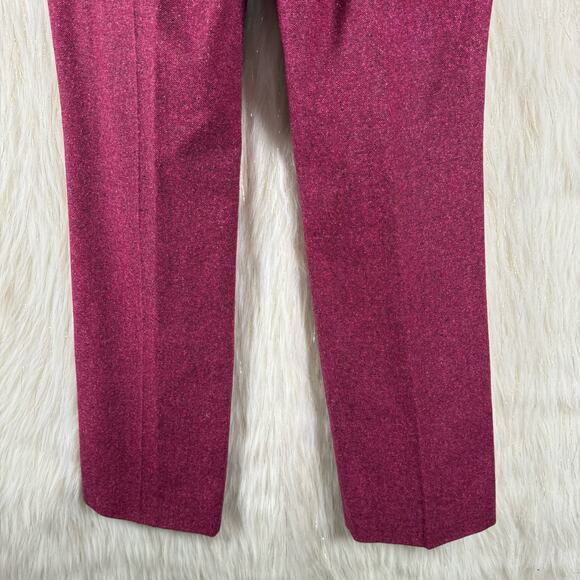 Escada Pink Pink Herringbone Wool Tweed Straight Leg Dress Pants Womens Sz 40 M - Picture 7 of 11